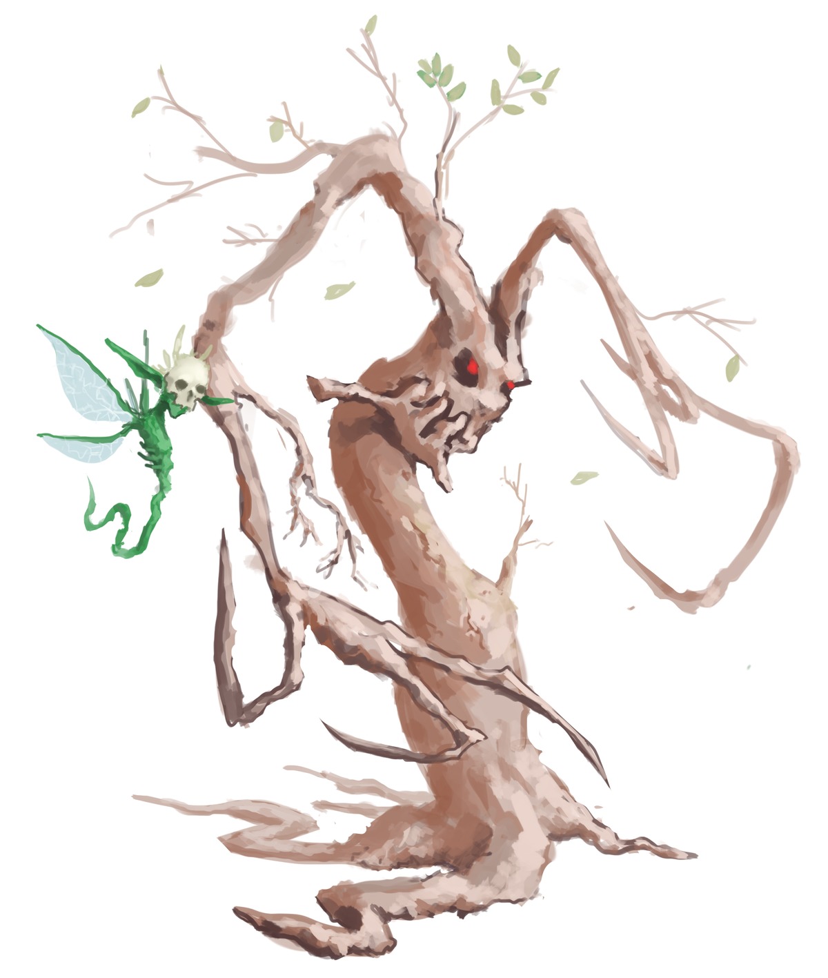 /an/ fantasy insect no_humans simple_background skull tree