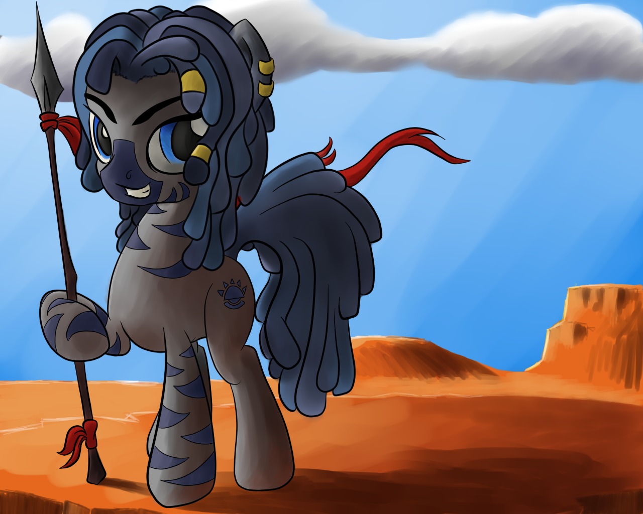 animal /bro/ character_request lance mountains my_little_pony no_humans outdoors pony sky tagme weapon