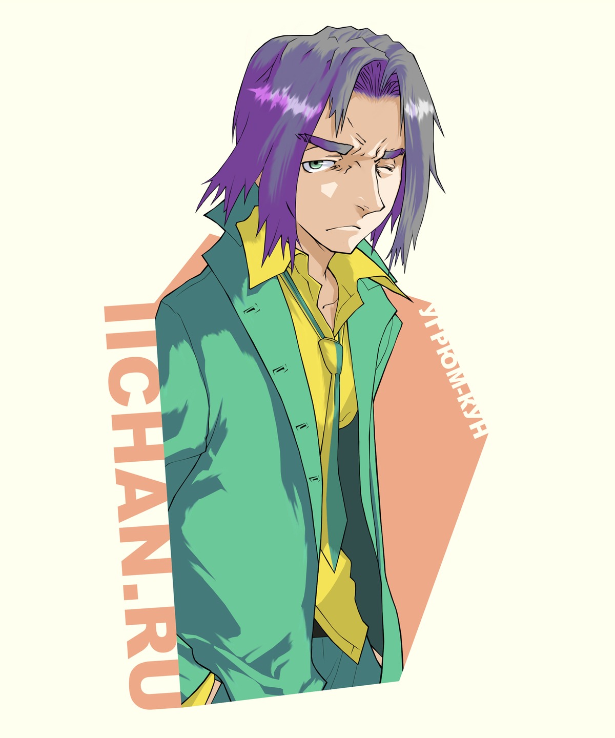 1boy genderswap highres jacket necktie purple_hair short_hair ugryum-kun unyl-chan wakaba_colors
