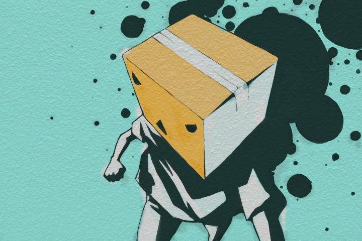 anonymous bomb-kun_(artist) box simple_background walking