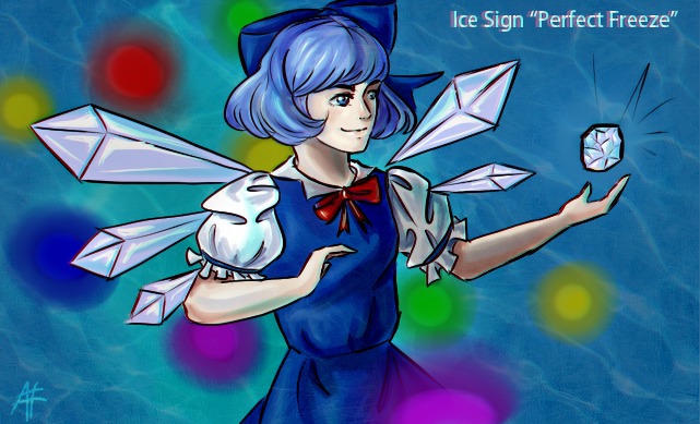 blue_eyes blue_hair bow cirno dress icicle short_hair /to/ touhou wings