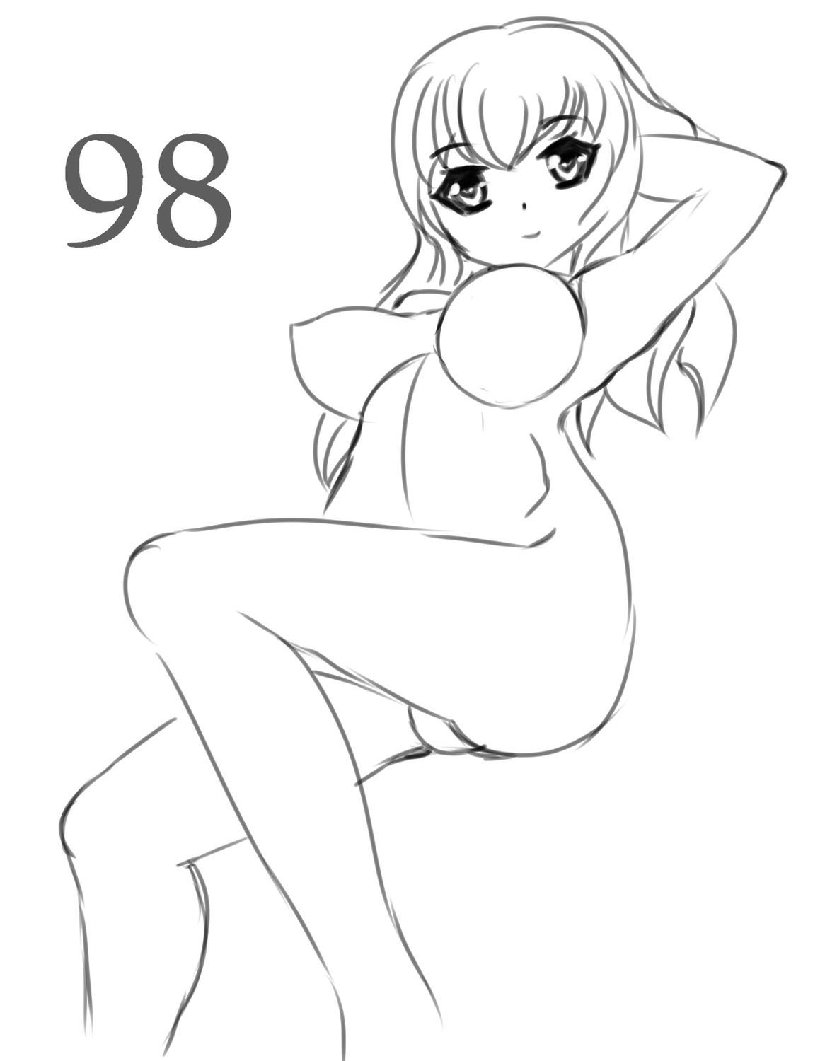 arms_up breasts long_hair madskillz_thread_oppic nude sketch smile