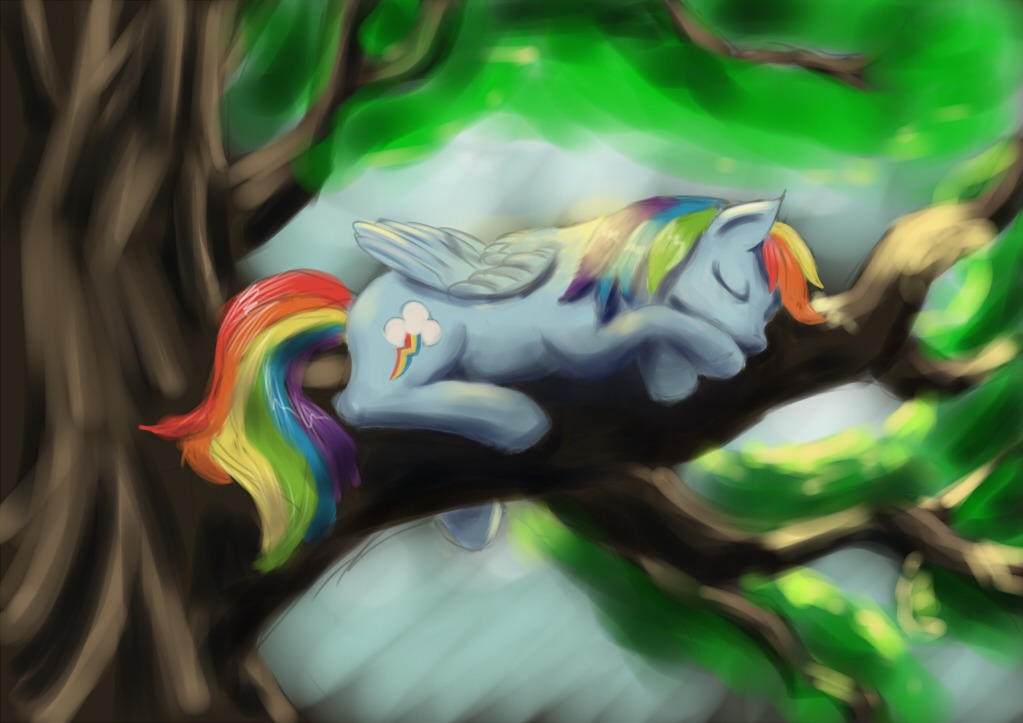 animal /bro/ mare multicolored_hair my_little_pony my_little_pony_friendship_is_magic no_humans pegasus pony rainbow_dash sleeping tagme tree wings