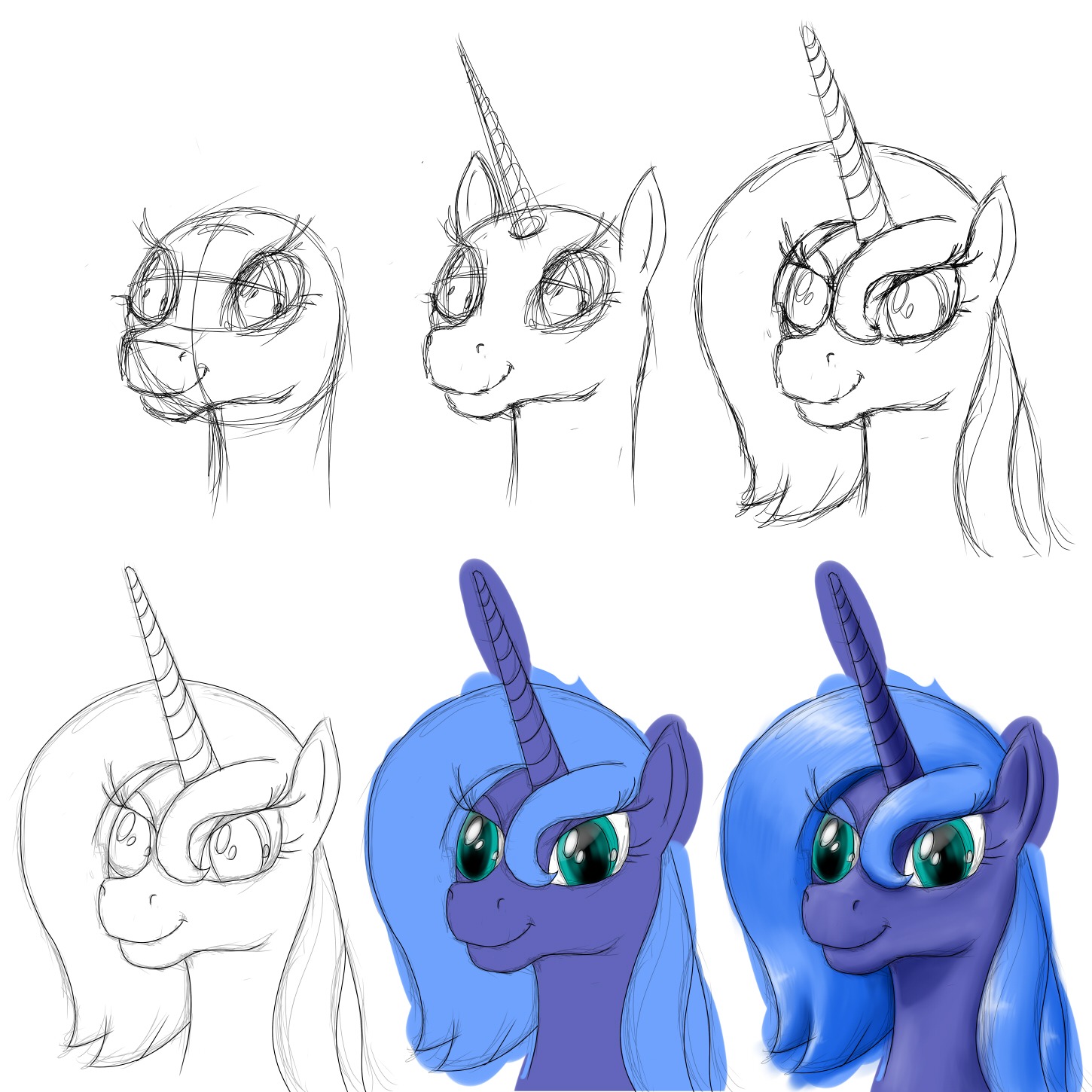 alicorn animal blue_eyes blue_hair /bro/ collage horns mare my_little_pony my_little_pony_friendship_is_magic no_humans pony princess_luna simple_background sketch wings