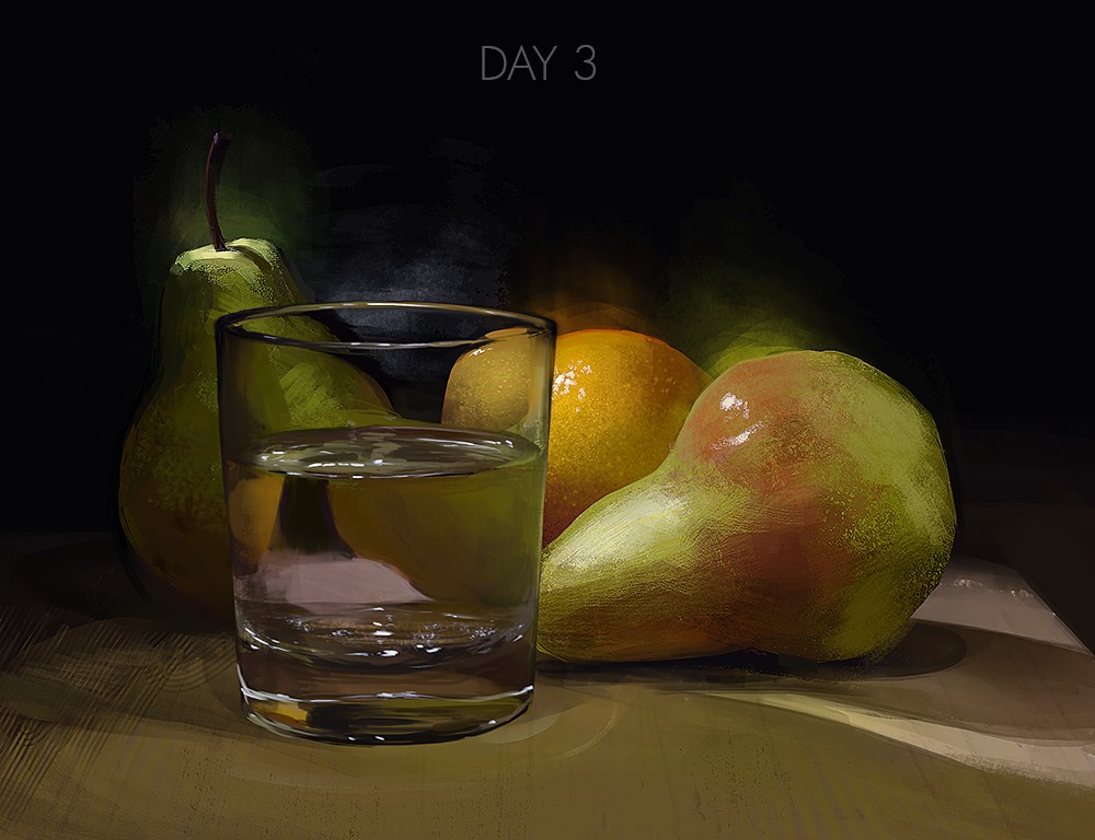 food fruit glass no_humans pear realistic water