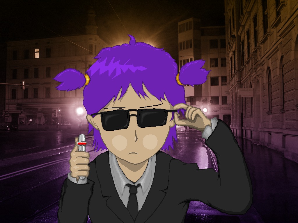 business_suit glasses men_in_black parody photo photoshop purple_hair sunglasses twintails unyl-chan
