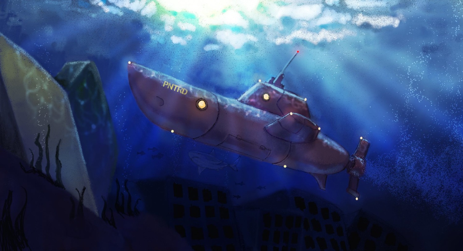 highres no_humans outdoors pony_thread_oppic submarine underwater wakaba_mark water