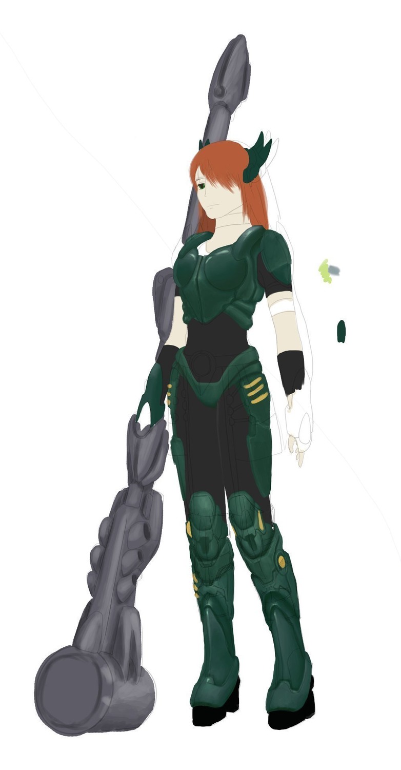 alternate_costume banhammer banhammer-tan brown_hair gloves green_eyes power_armor sci-fi sketch