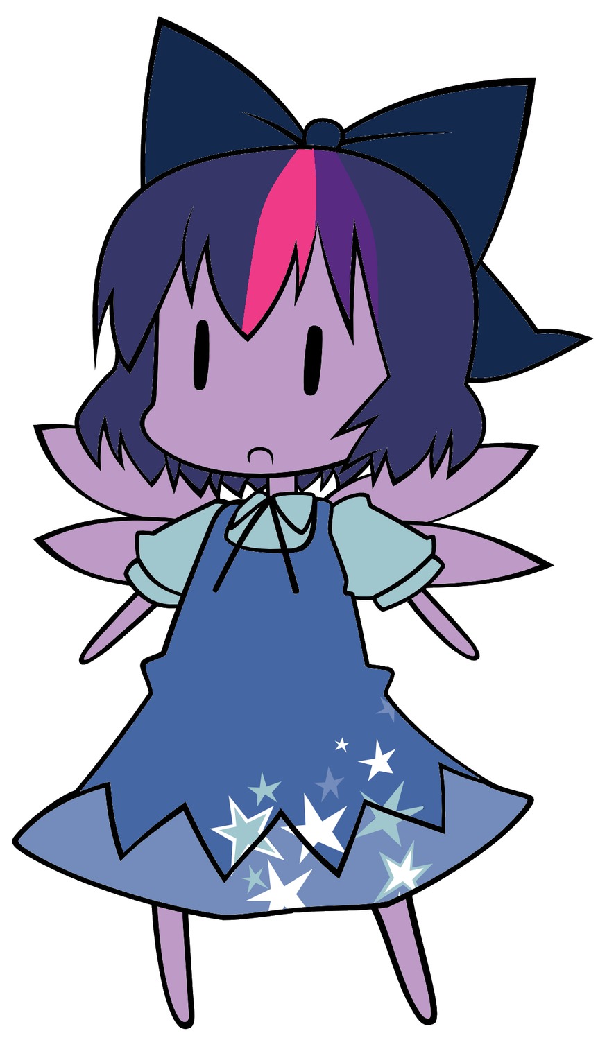 bow chibi cirno colored crossover madskillz multicolored_hair my_little_pony my_little_pony_friendship_is_magic photoshop pony simple_background style_parody touhou