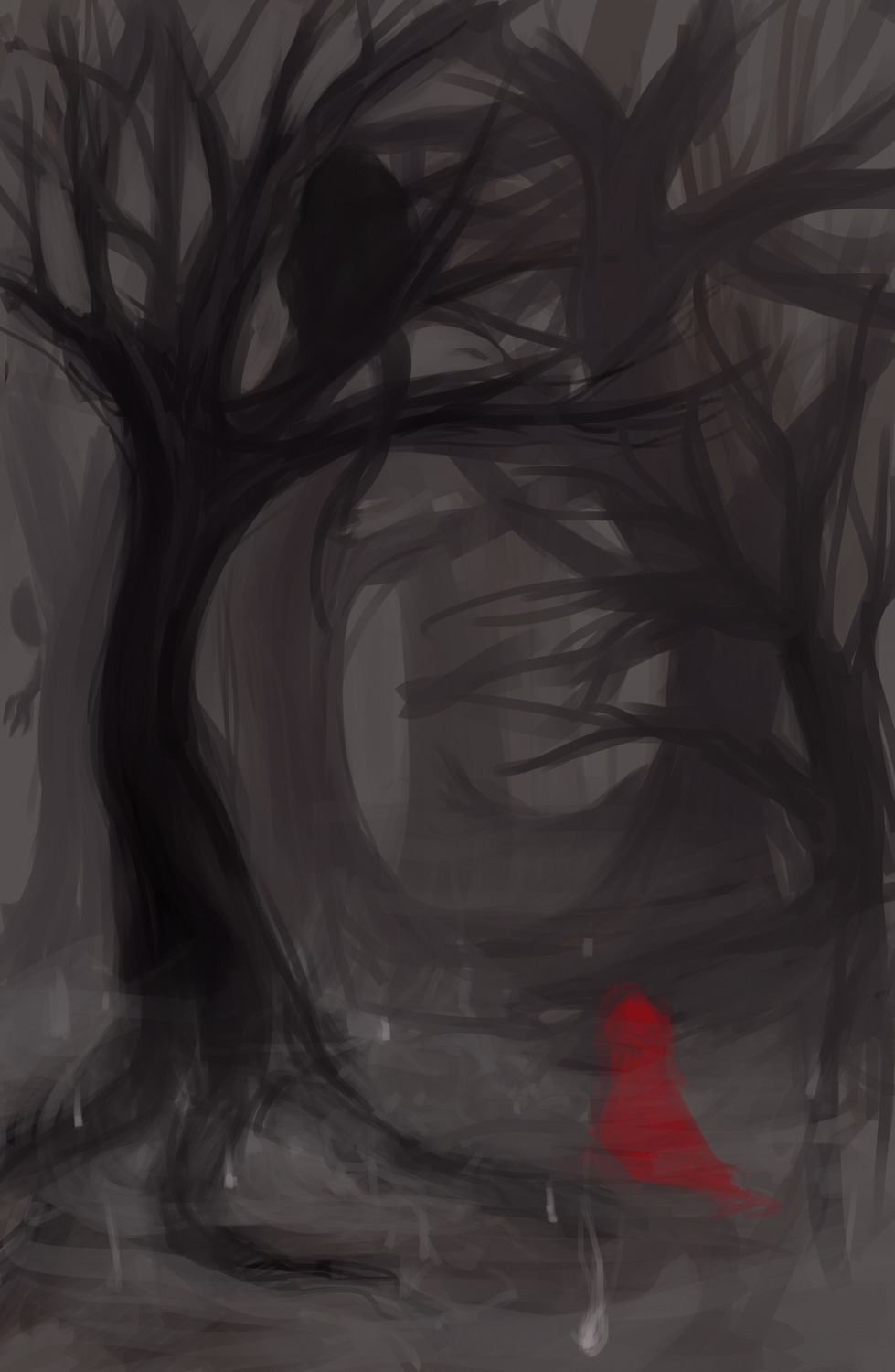 /an/ dark forest outdoors sketch tree