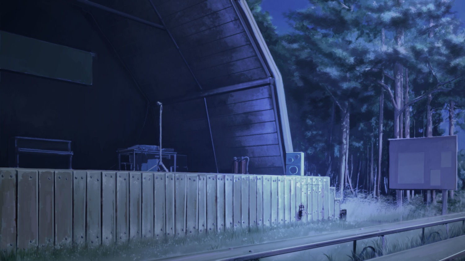background eroge highres night no_humans outdoors stage tree