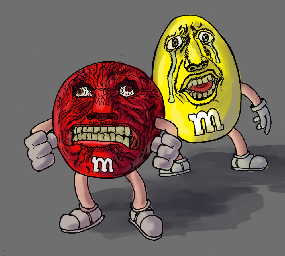 angry behelit berserk candy colored has_child_posts m&m's mozgus no_humans parody simple_background tears