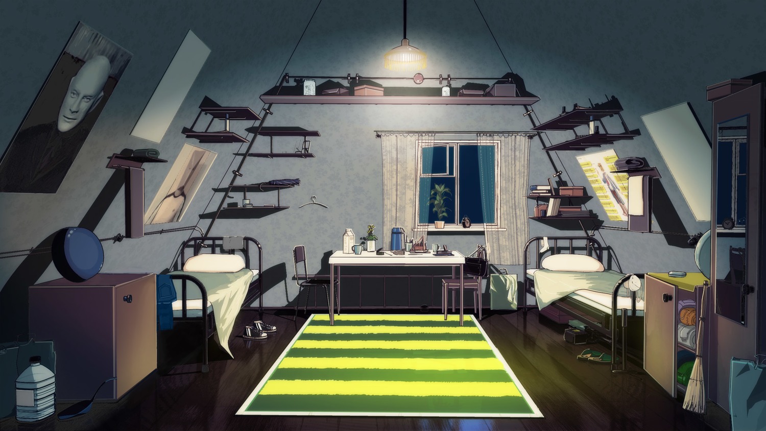 background bed chair eroge highres no_humans possible_duplicate poster room table window